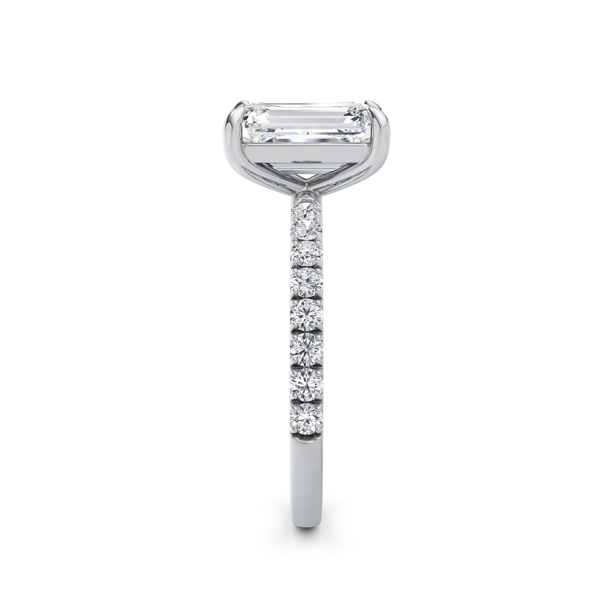 Veronica 18k White Gold Emerald Halo