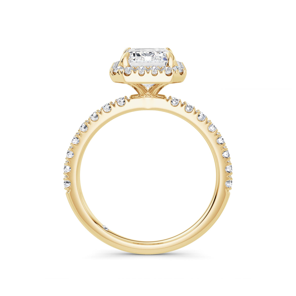 Veronica 18k Yellow Gold Emerald Halo