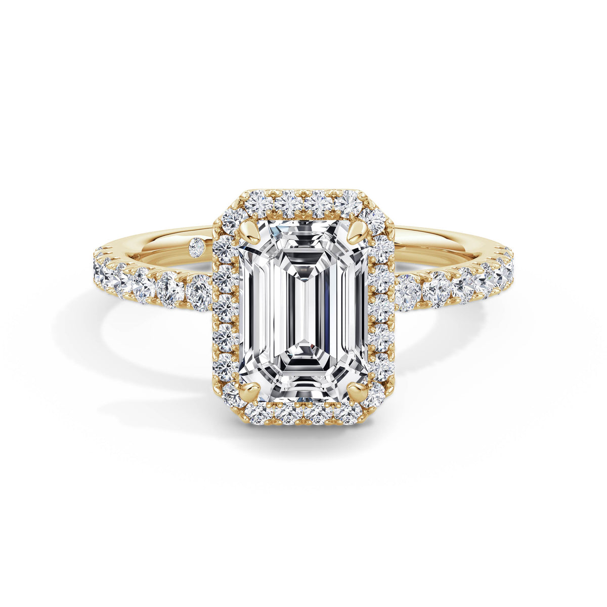 Veronica 18k Yellow Gold Emerald Halo
