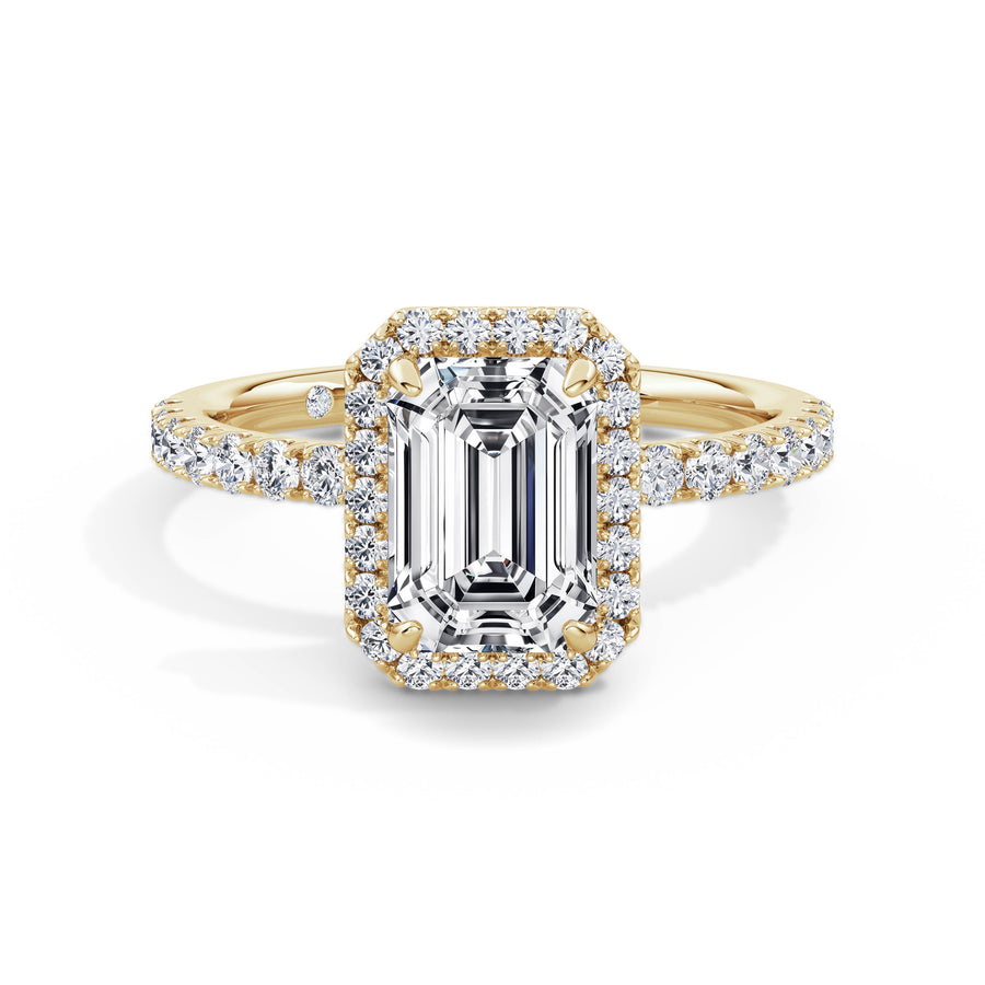 Veronica 18k Yellow Gold Emerald Halo
