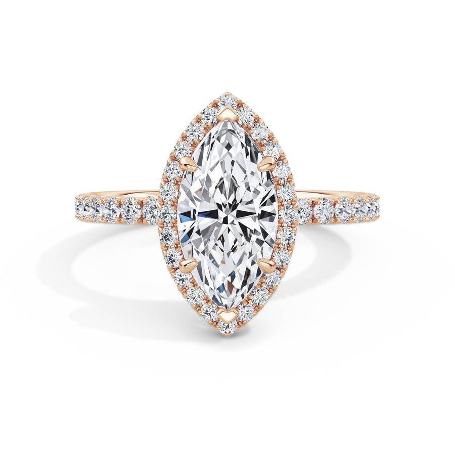 Veronica 18k Rose Gold Marquise Halo