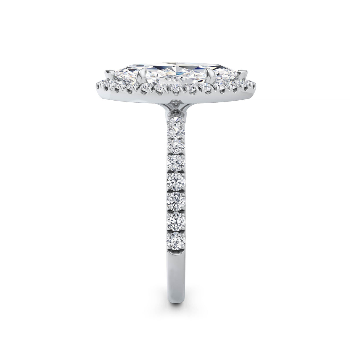 Veronica 18k White Gold Marquise Halo