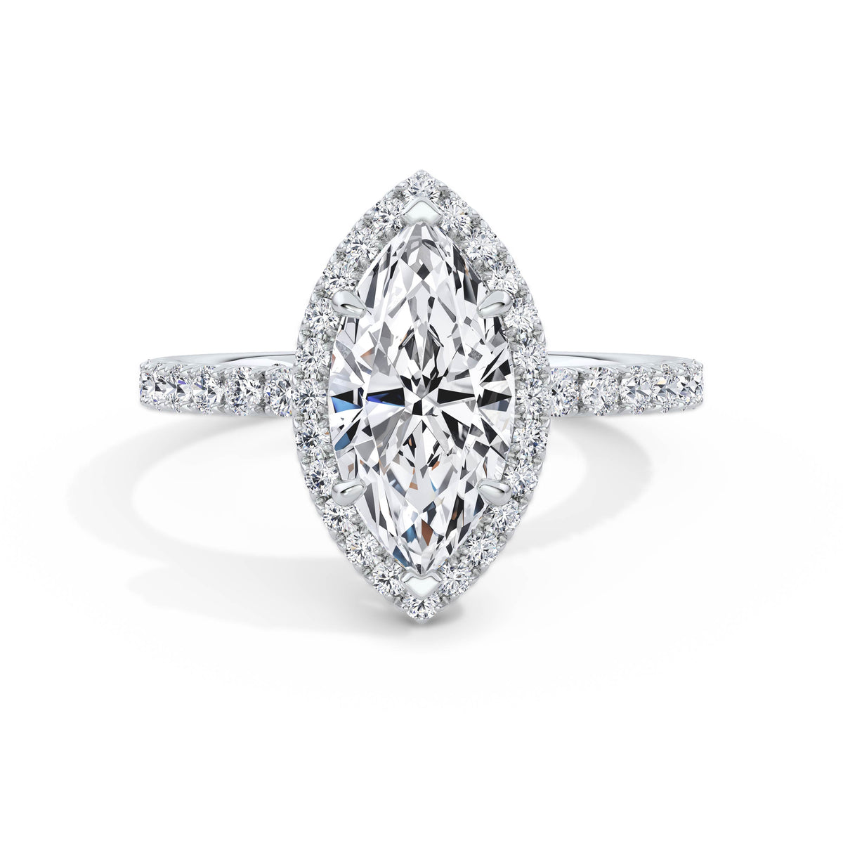Veronica 18k White Gold Marquise Halo