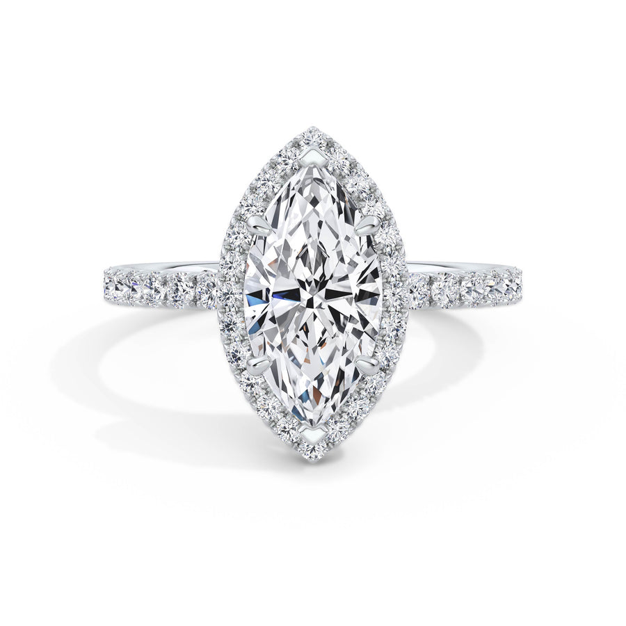 Veronica 18k White Gold Marquise Halo