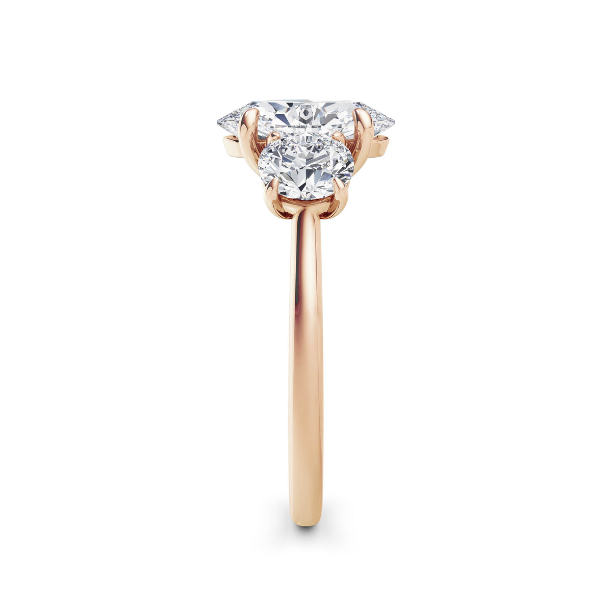 Veronica 18k Rose Gold Oval Trilogy