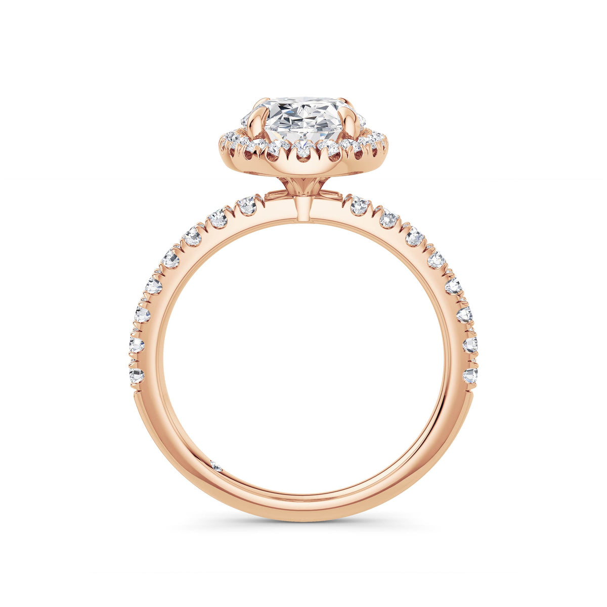 Veronica 18k Rose Gold Oval Halo