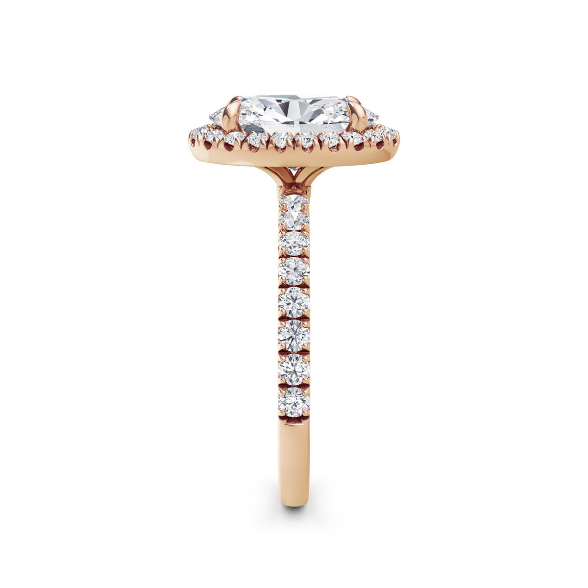Veronica 18k Rose Gold Oval Halo