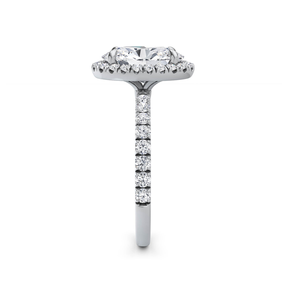 Veronica 18k White Gold Oval Halo