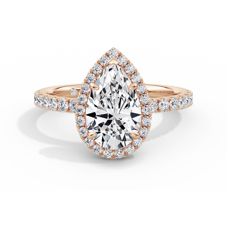 Veronica 18k Rose Gold Pear Halo