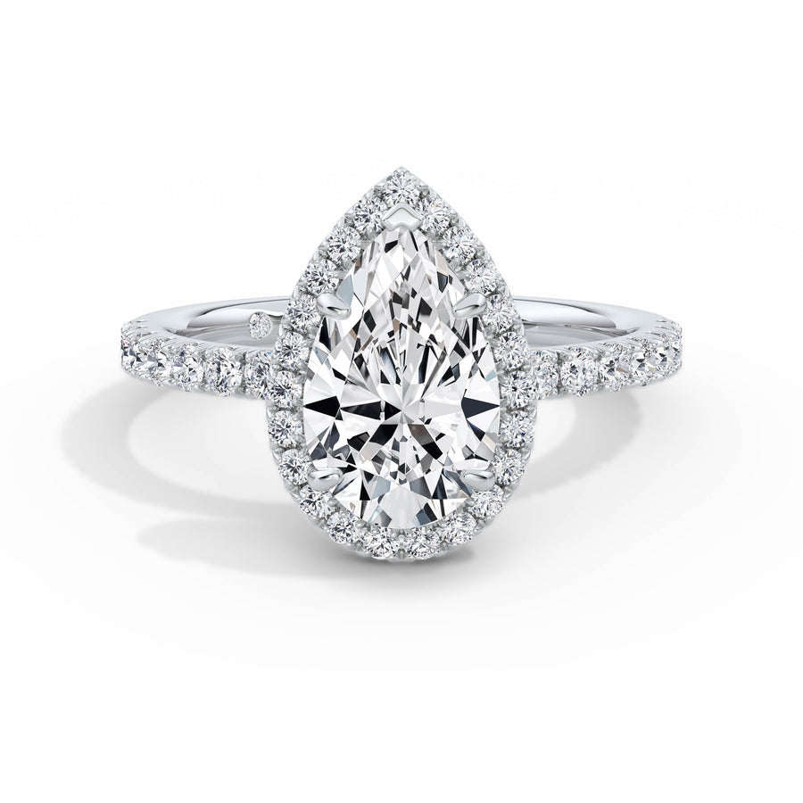 Veronica 18k White Gold Pear Halo