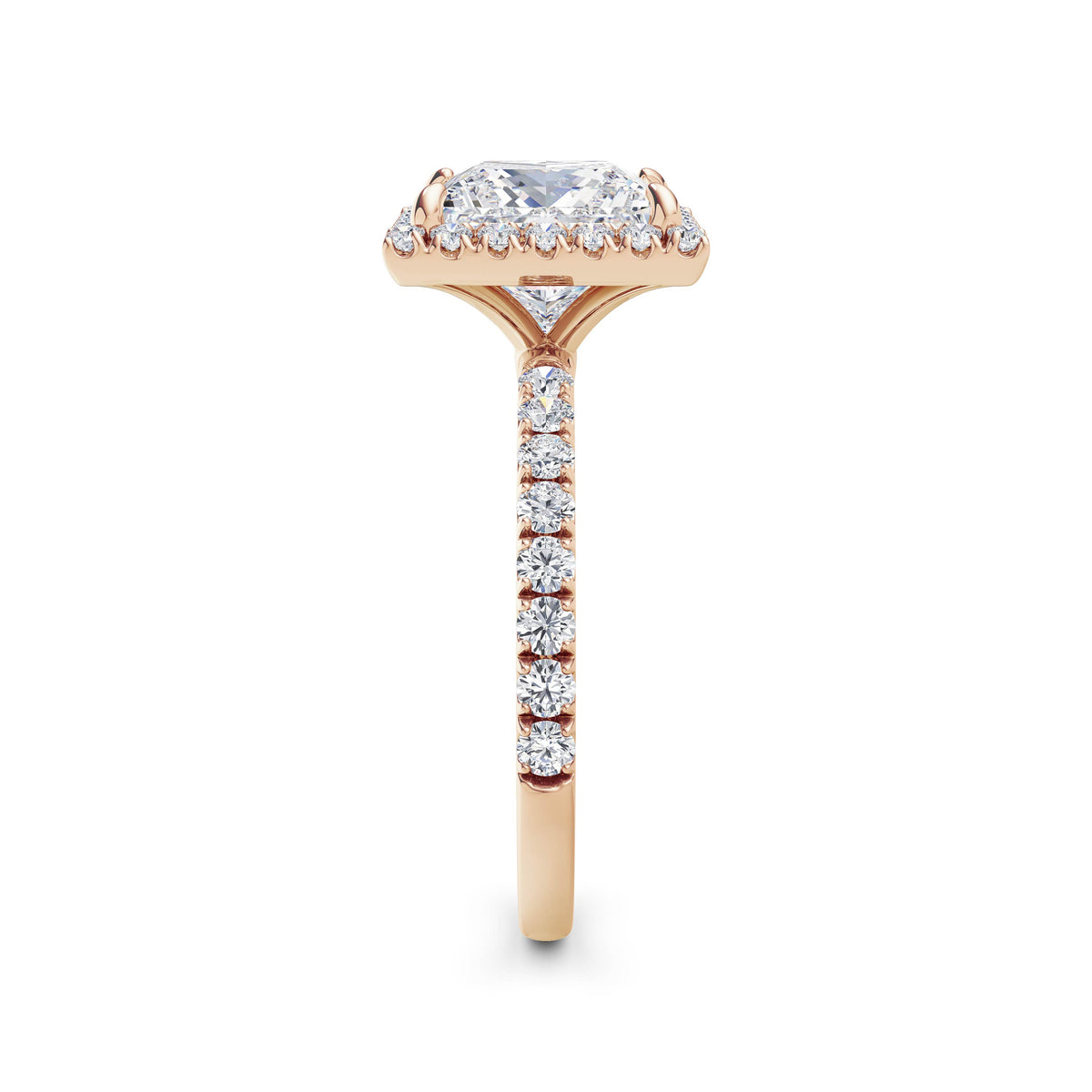Veronica 18k Rose Gold Princess Halo