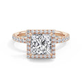 Veronica 18k Rose Gold Princess Halo