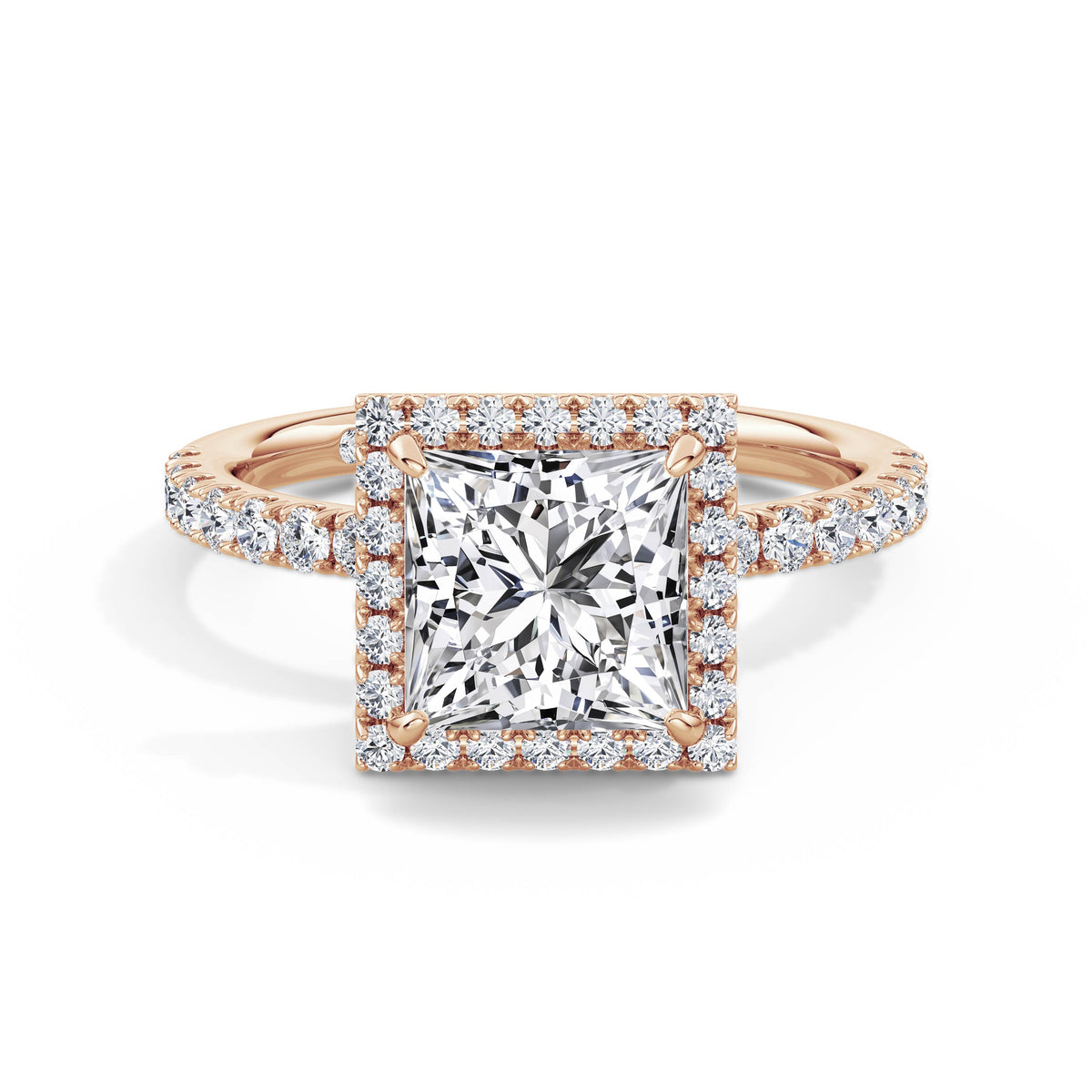 Veronica 18k Rose Gold Princess Halo