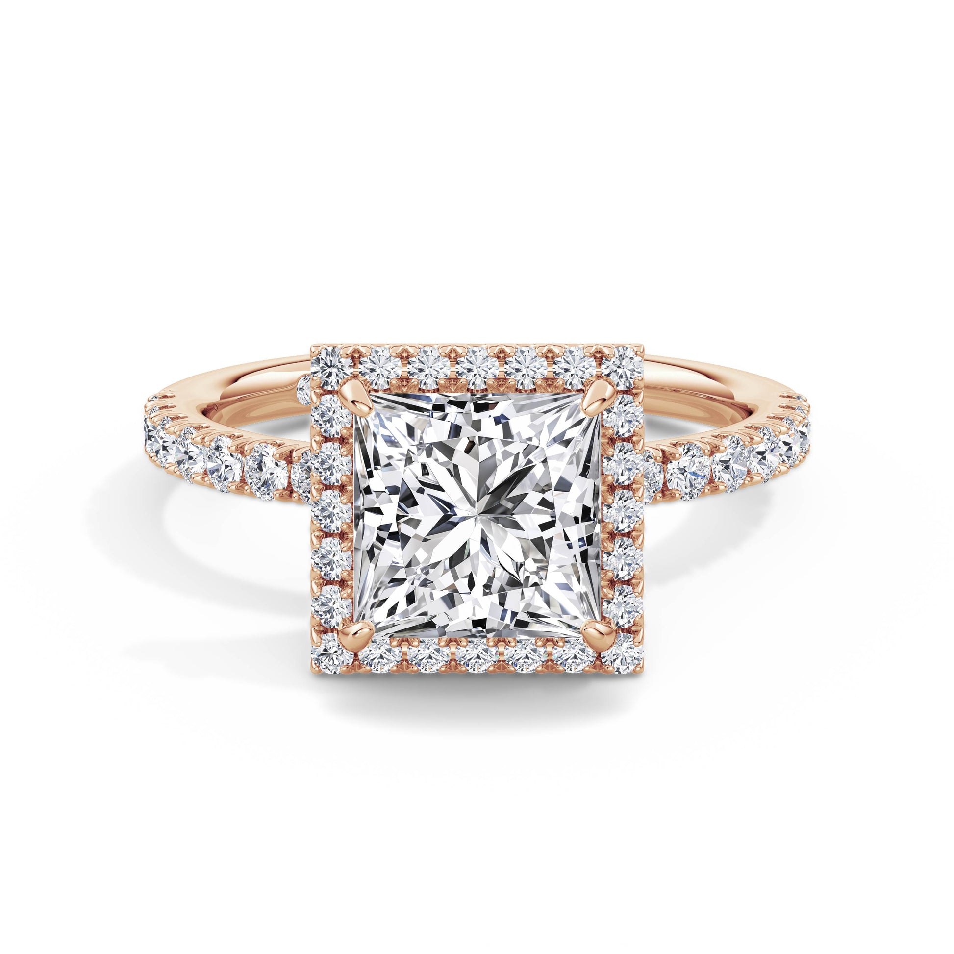 Veronica 18k Rose Gold Princess Halo