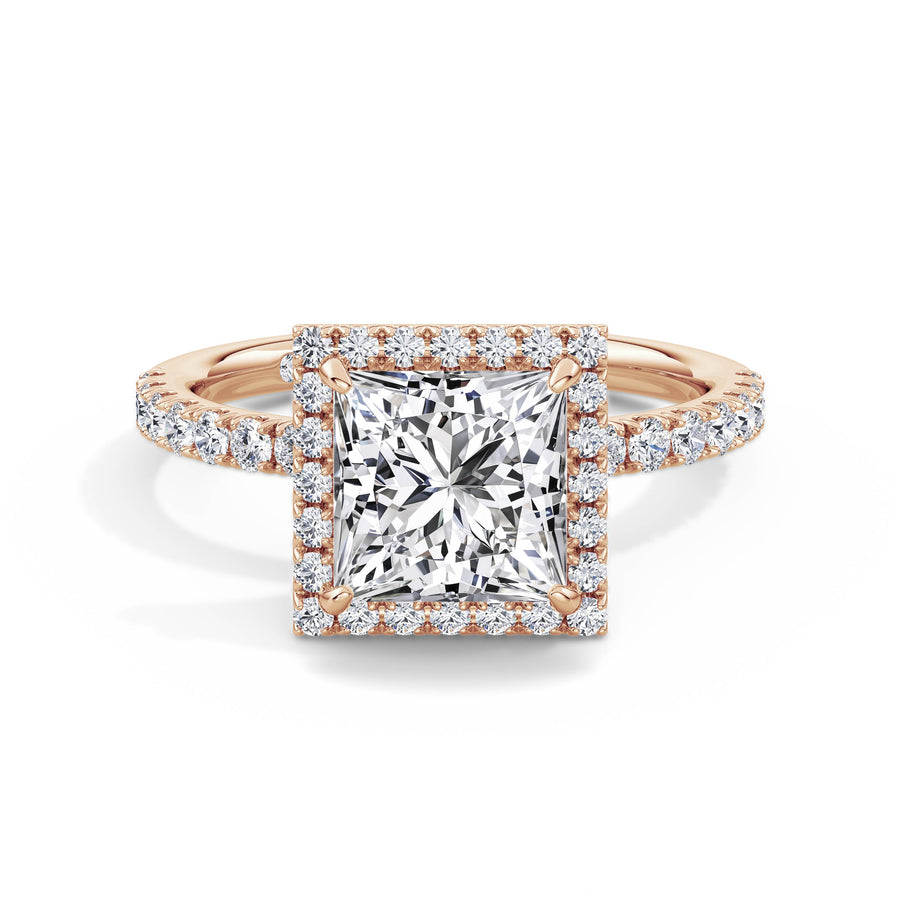 Veronica 18k Rose Gold Princess Halo