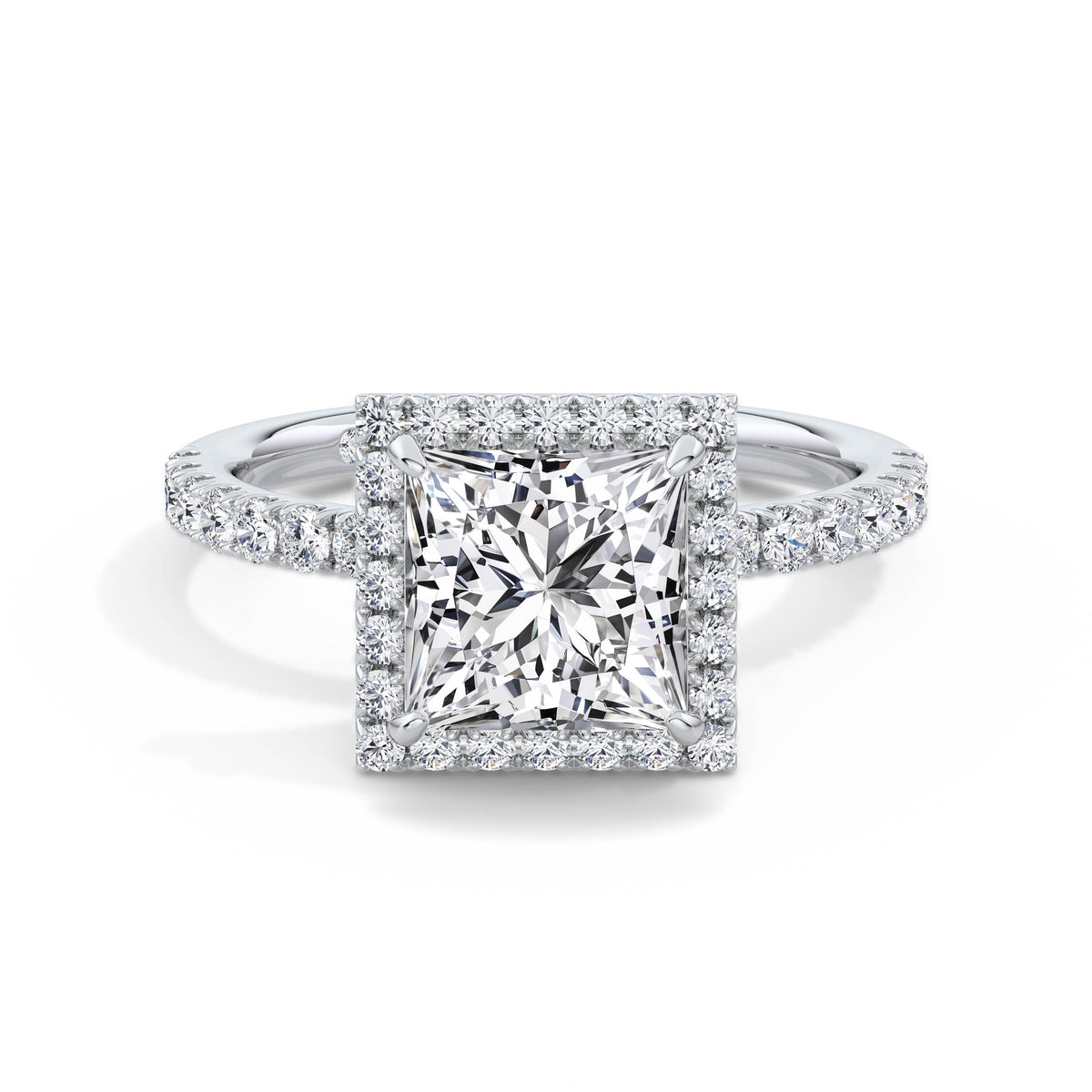 Veronica 18k White Gold Princess Halo