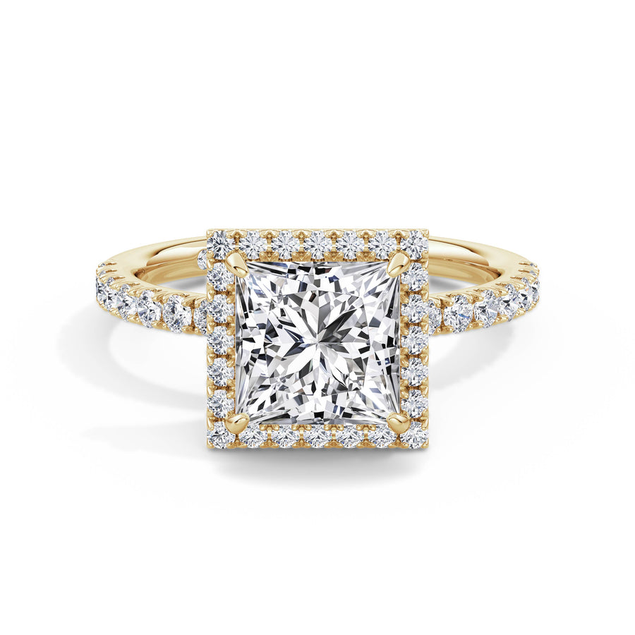Veronica 18k Yellow Gold Princess Halo