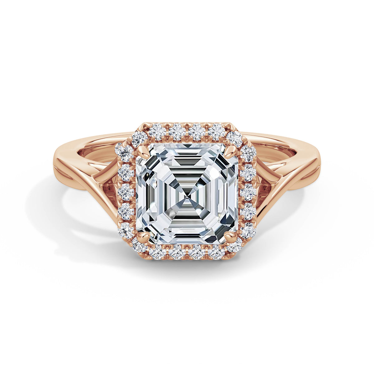 Vicky 18k Rose Gold Asscher Halo