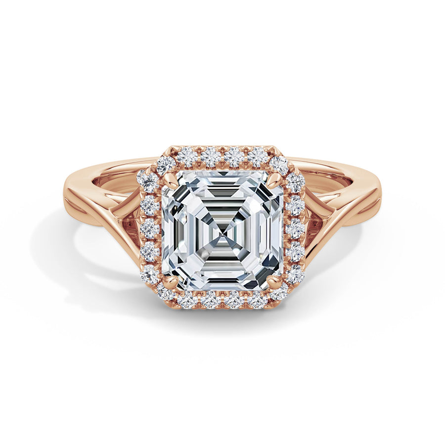 Vicky 18k Rose Gold Asscher Halo
