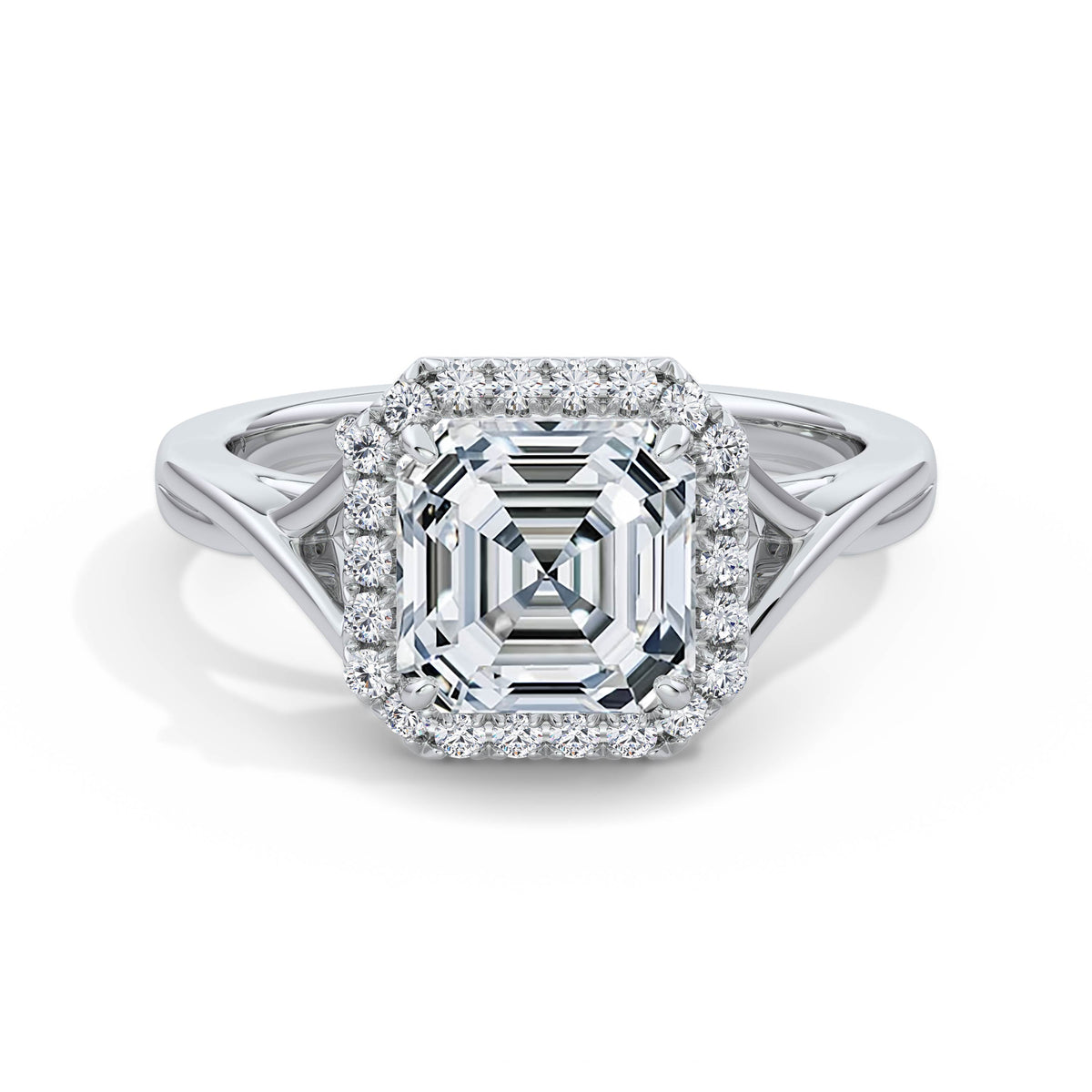 Vicky 18k White Gold Asscher Halo