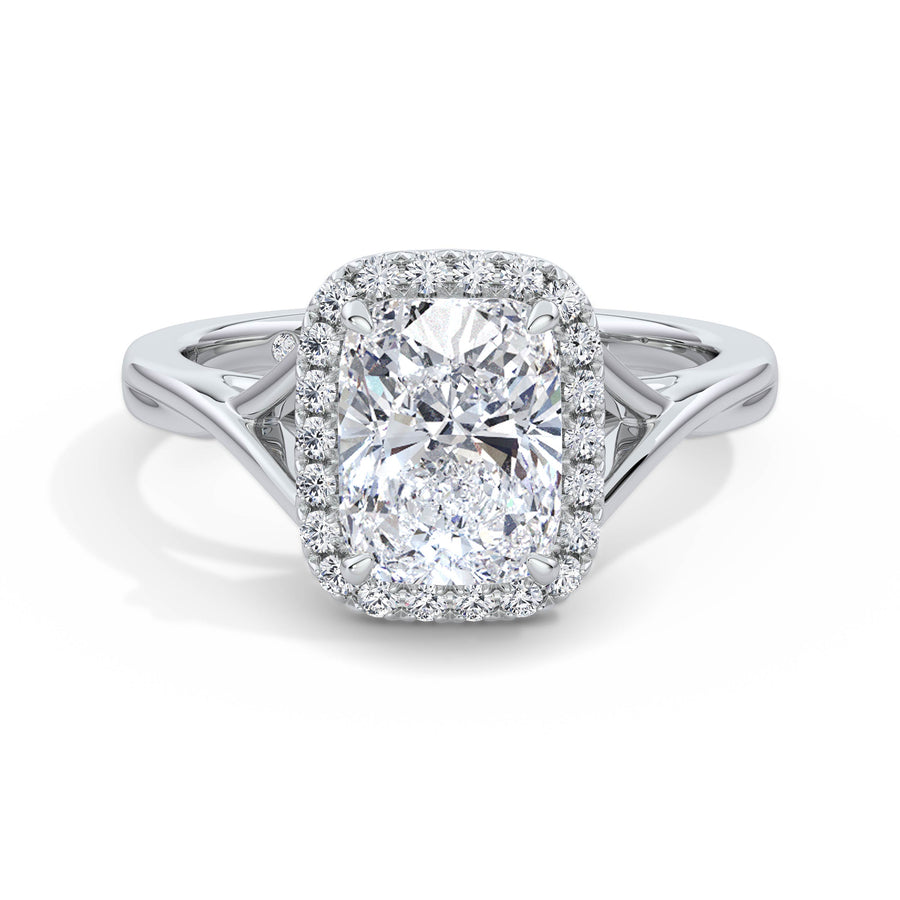 Vicky 18k White Gold Elongated Cushion Halo