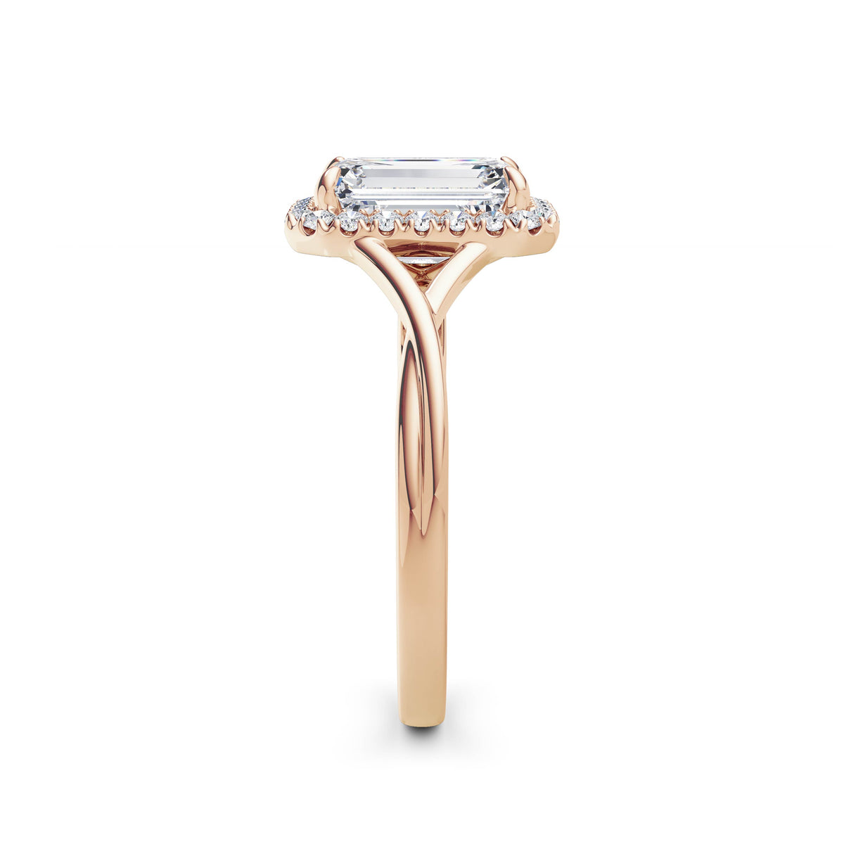 Vicky 18k Rose Gold Emerald Halo