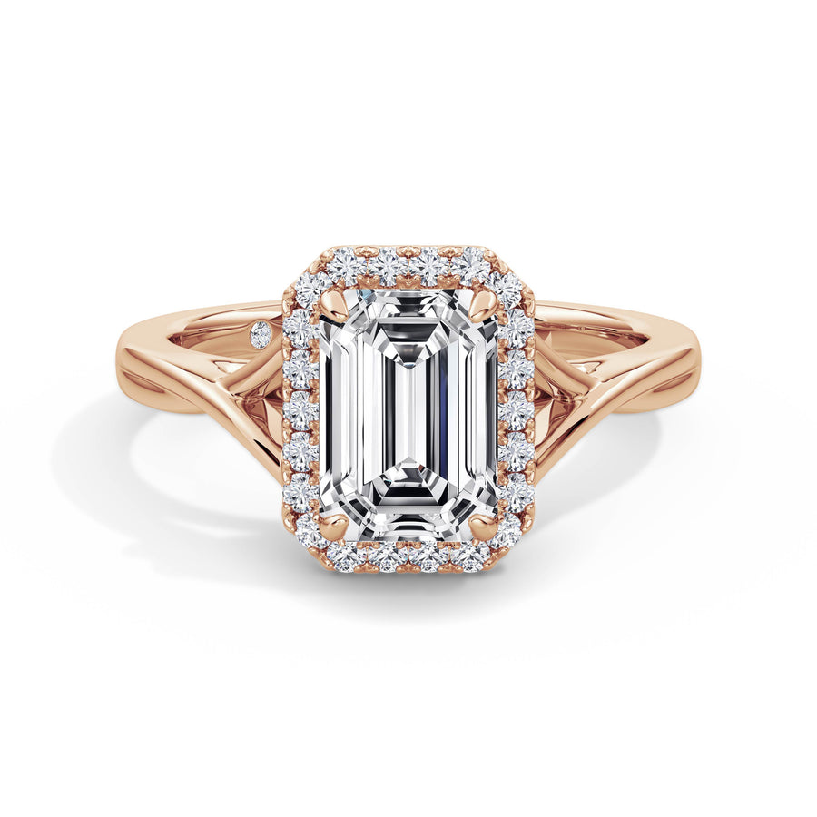 Vicky 18k Rose Gold Emerald Halo