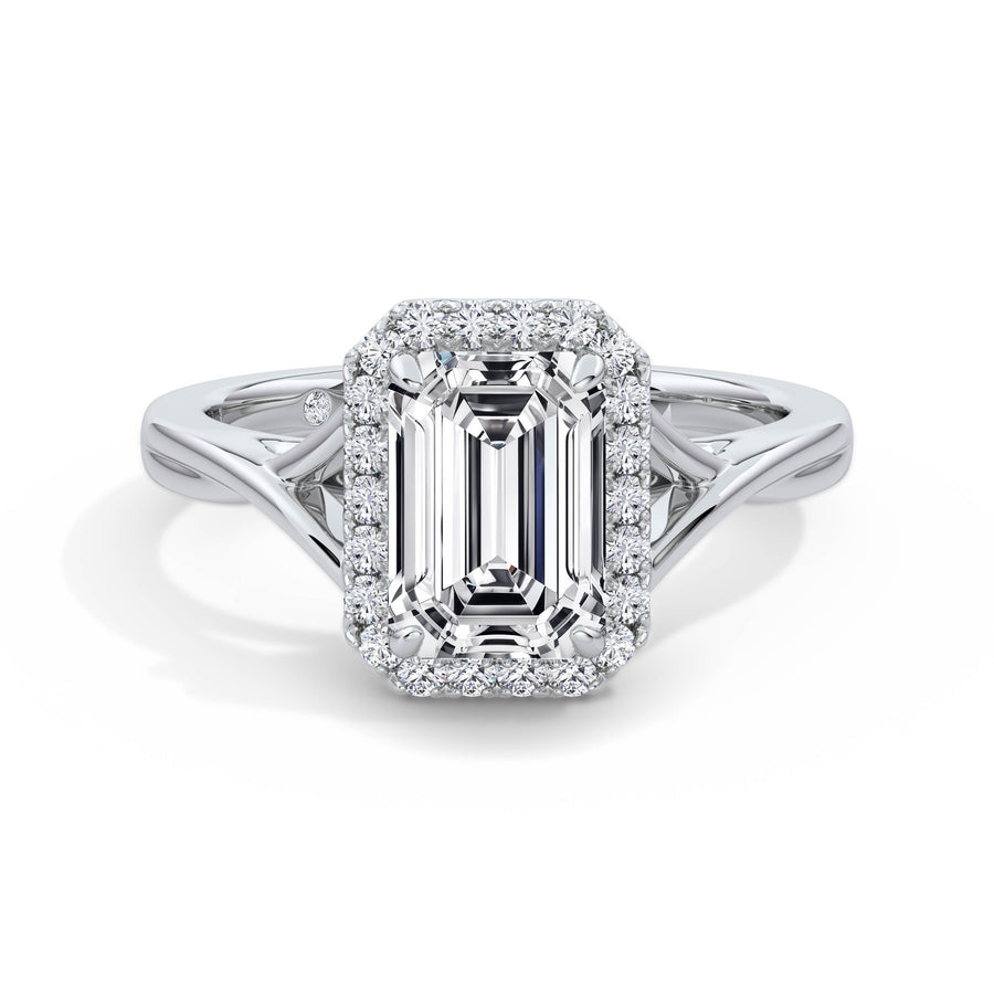 Vicky 18k White Gold Emerald Halo