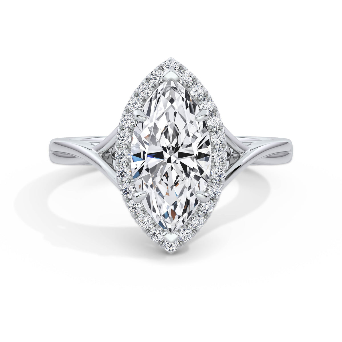 Vicky 18k White Gold Marquise Halo