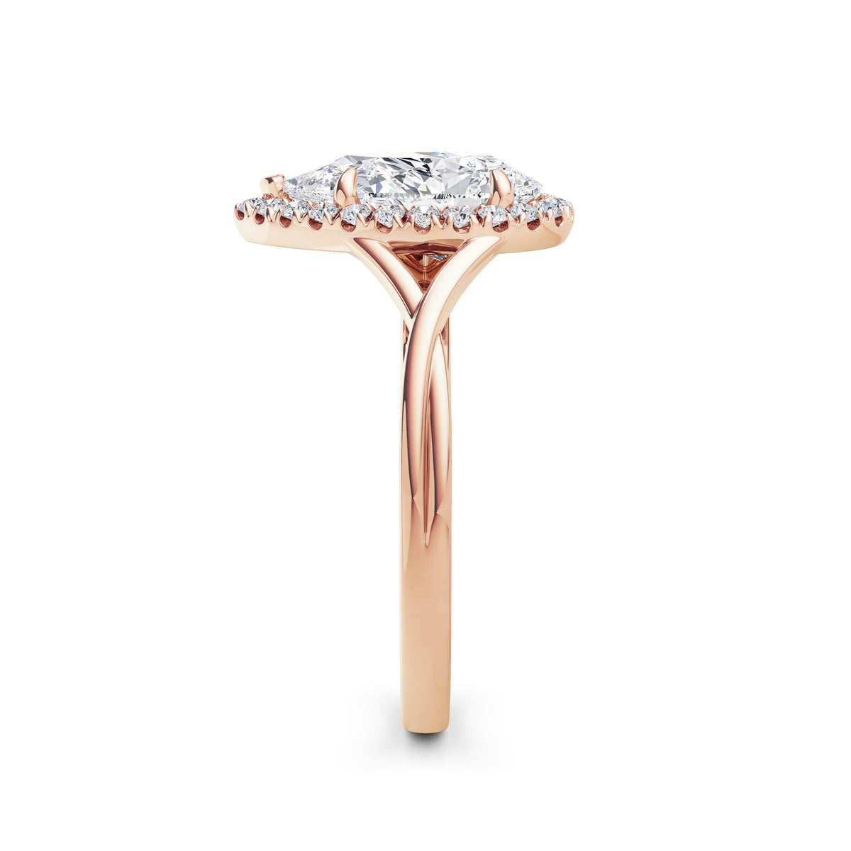 Vicky 18k Rose Gold Pear Halo