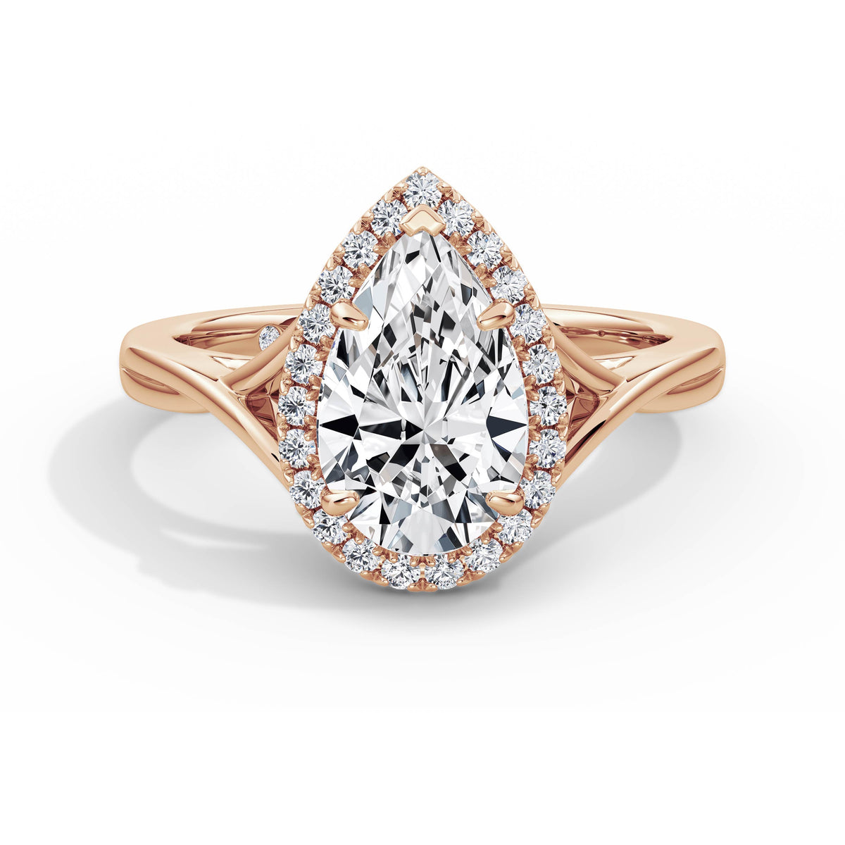 Vicky 18k Rose Gold Pear Halo
