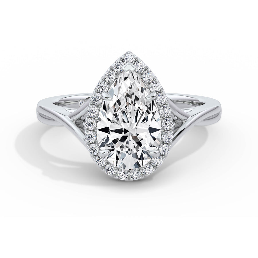 Vicky 18k White Gold Pear Halo