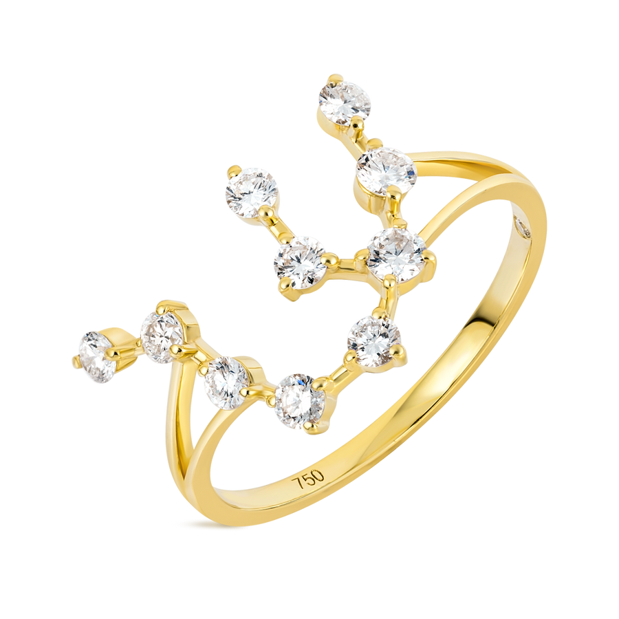 Aquarius Constellation Lab-Grown Diamond Ring Yellow Gold