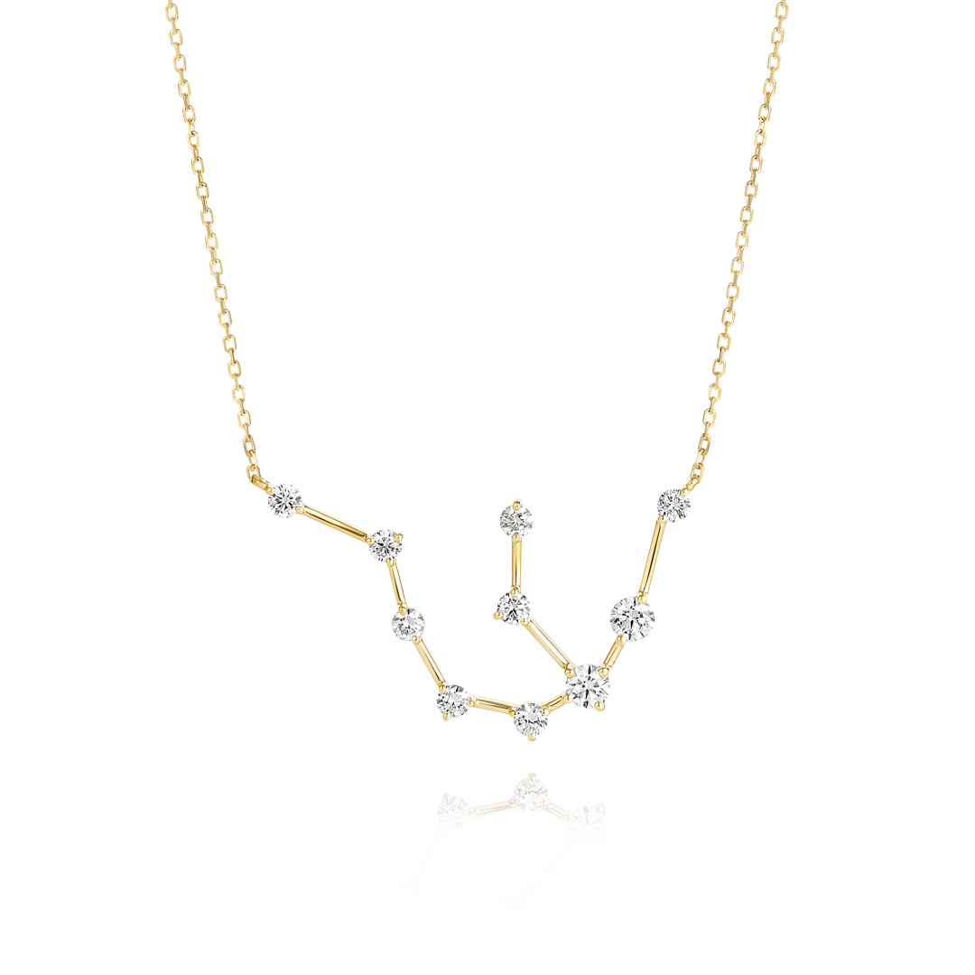 Aquarius Constellation Lab-Grown Diamond Pendant Yellow Gold