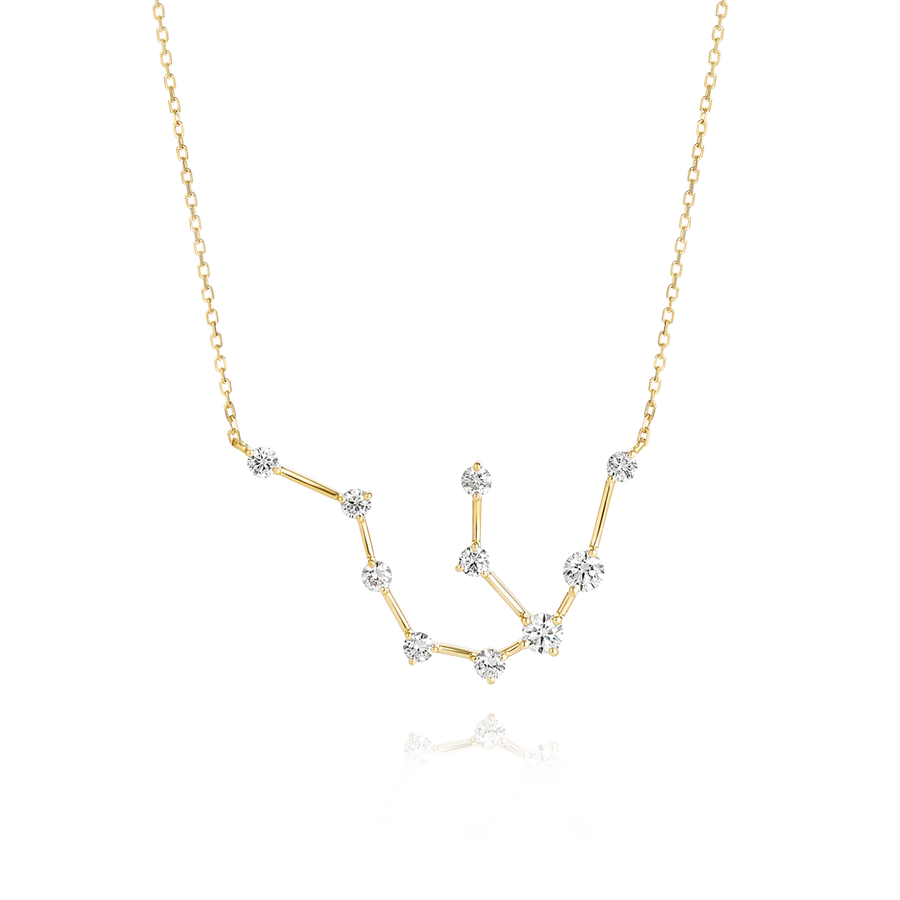 Aquarius Constellation Natural Diamond Pendant Yellow Gold