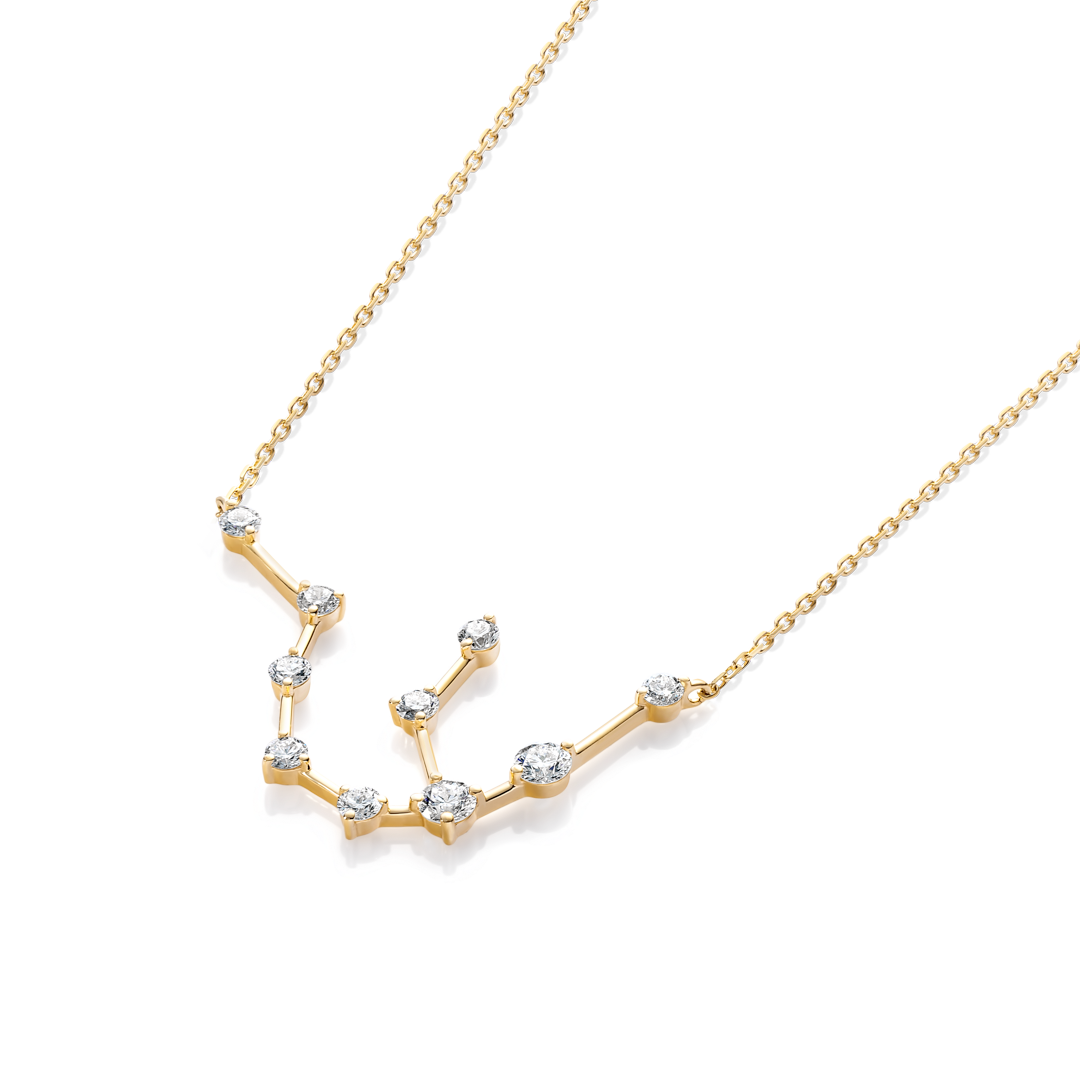 Aquarius Constellation Lab-Grown Diamond Pendant Yellow Gold