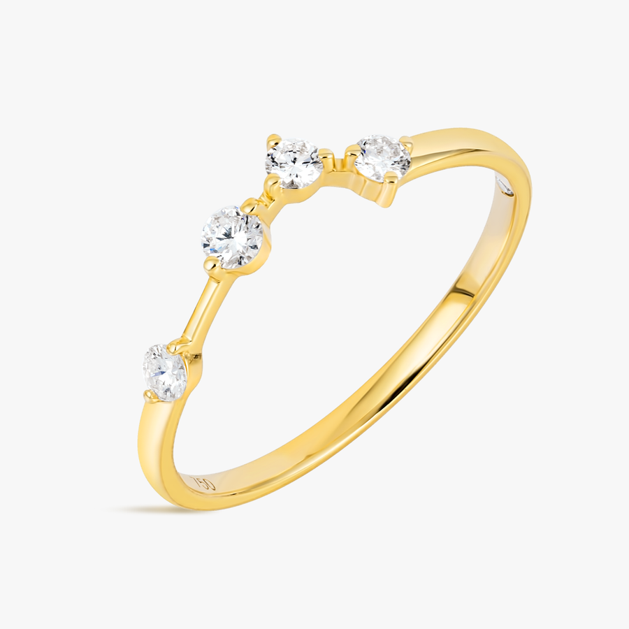 Aries Constellation Lab-Grown Diamond Ring Yellow Gold