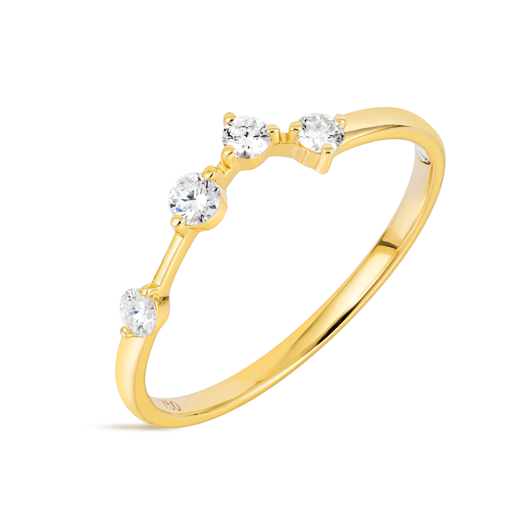 Aries Constellation Lab-Grown Diamond Ring Yellow Gold