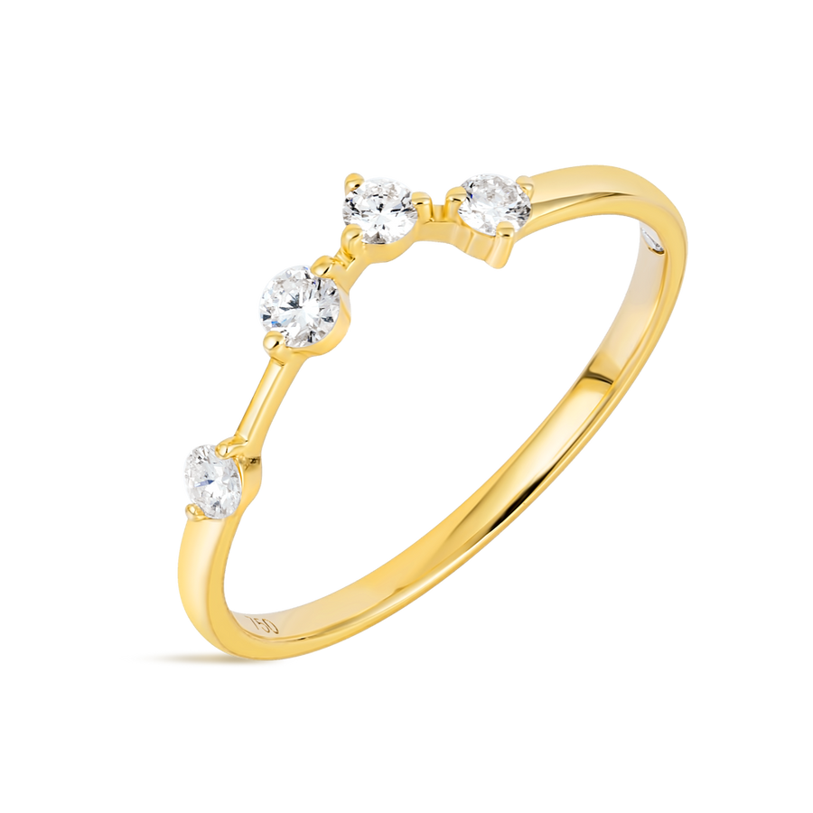 Aries Constellation Lab-Grown Diamond Ring Yellow Gold