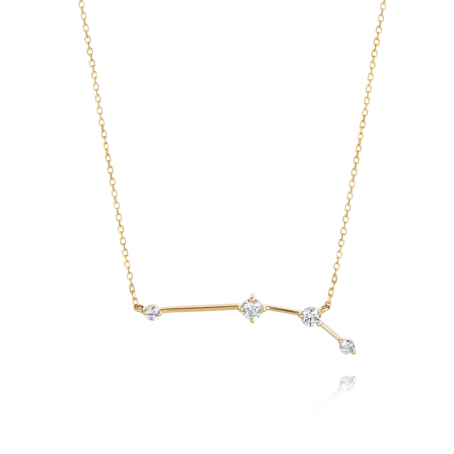 Aries Constellation Natural Diamond Pendant Yellow Gold