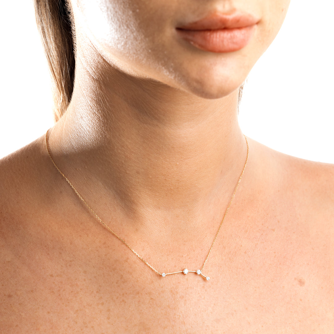 Aries Constellation Lab-Grown Diamond Pendant Yellow Gold
