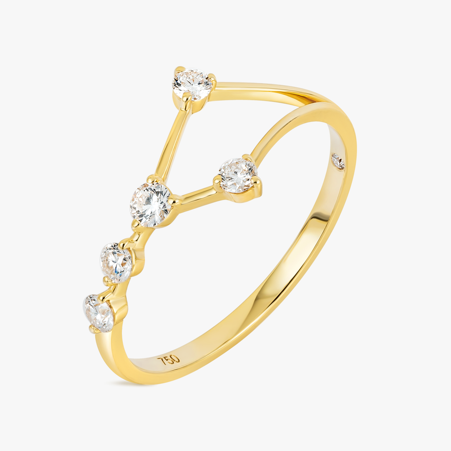 Cancer Constellation Lab-Grown Diamond Ring Yellow Gold