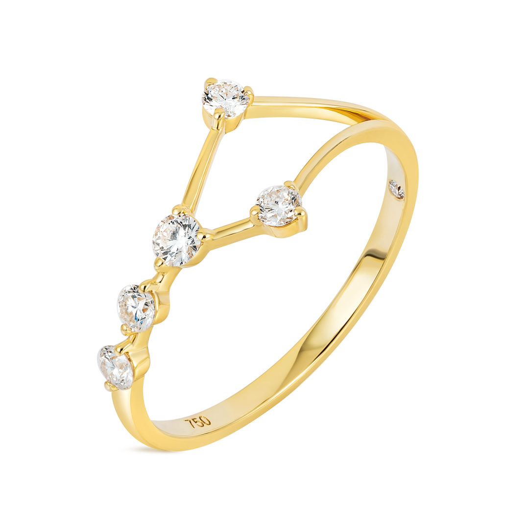 Cancer Constellation Lab-Grown Diamond Ring Yellow Gold