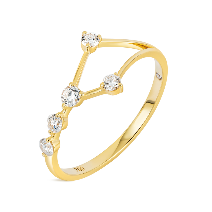 Cancer Constellation Lab-Grown Diamond Ring Yellow Gold