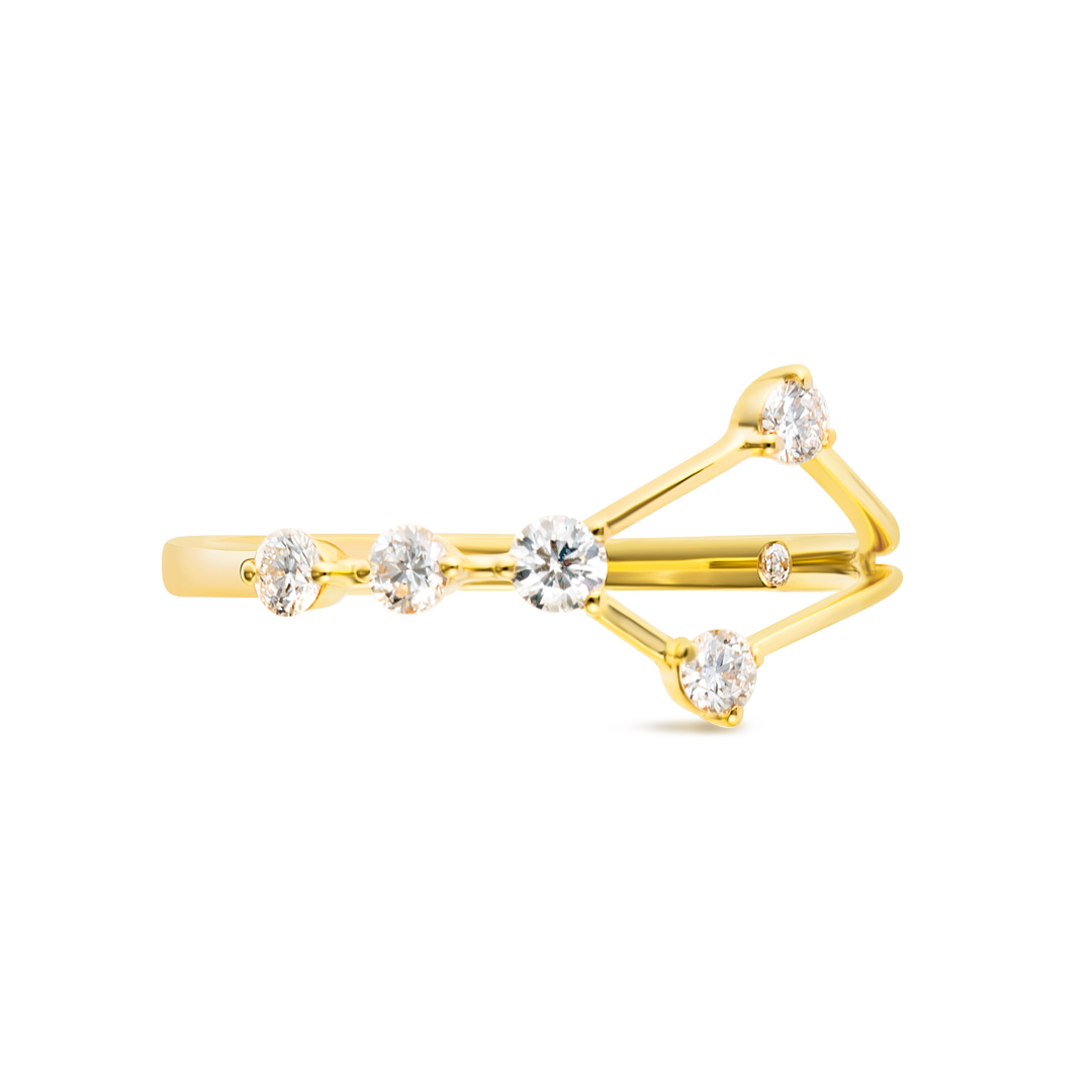 Cancer Constellation Lab-Grown Diamond Ring Yellow Gold