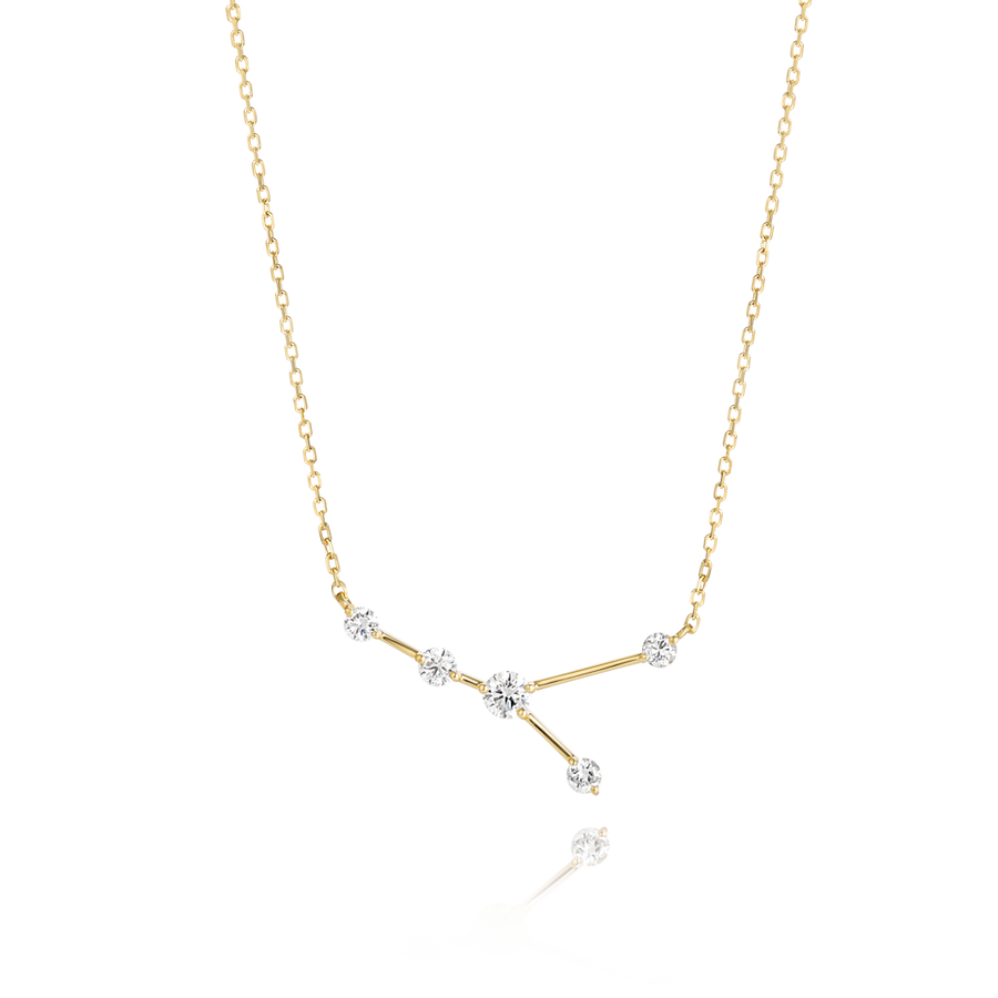Cancer Constellation Natural Diamond Pendant Yellow Gold
