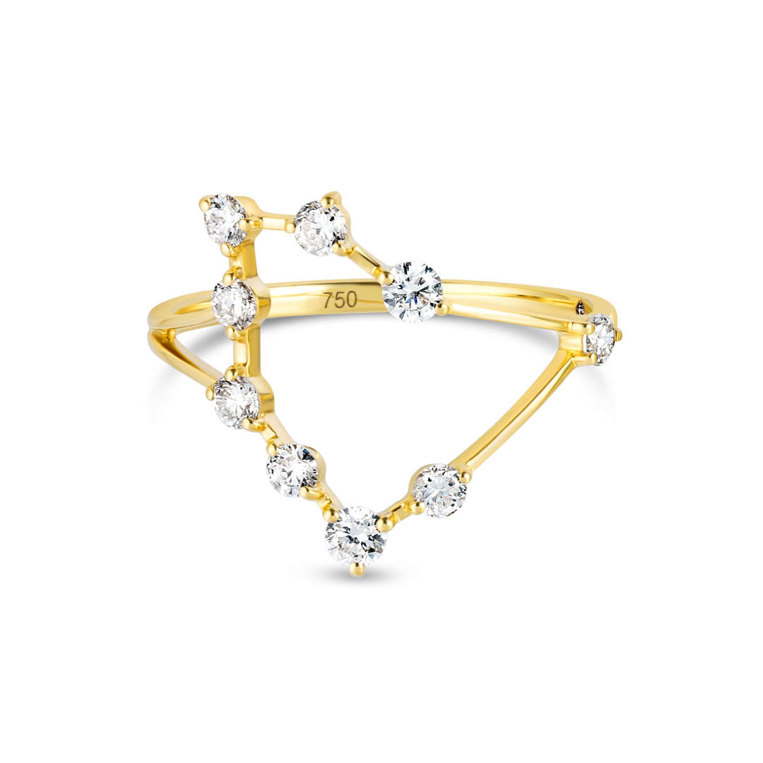 Capricorn Constellation Lab-Grown Diamond Ring Yellow Gold