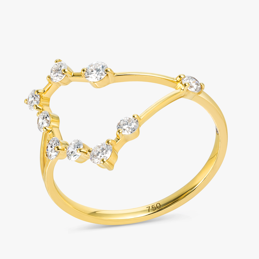 Capricorn Constellation Lab-Grown Diamond Ring Yellow Gold