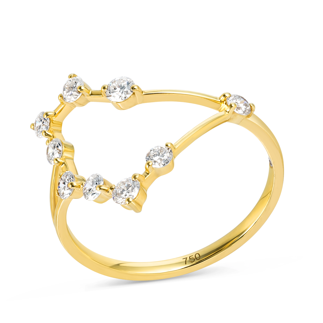 Capricorn Constellation Lab-Grown Diamond Ring Yellow Gold