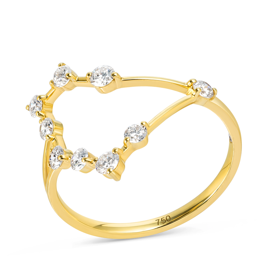 Capricorn Constellation Lab-Grown Diamond Ring Yellow Gold